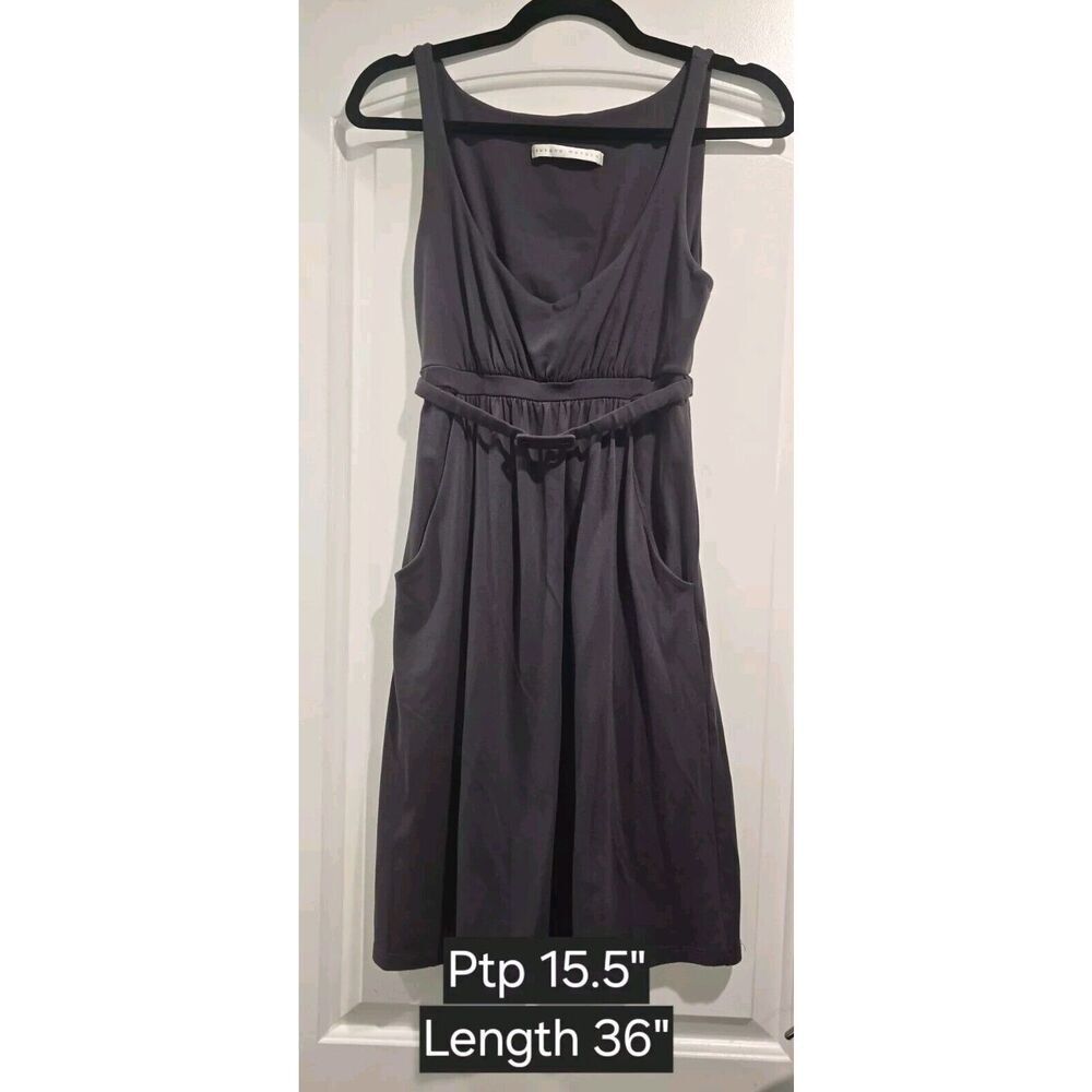 Susana Monaco Belted‎ Tank Dress With Pockets Dark Gray Nylon/Lycra Small